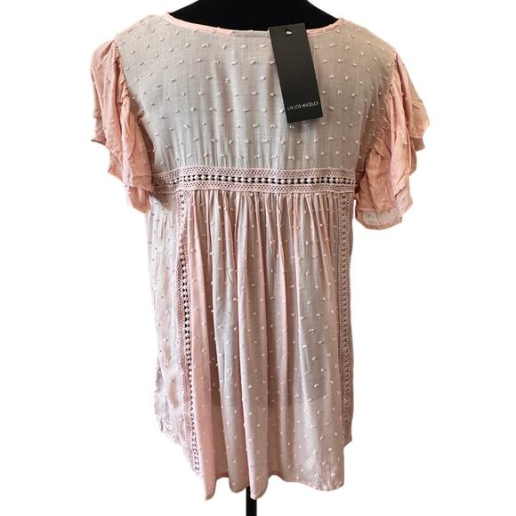 New LIV LOS ANGELES Women's Blush Embroidered Swiss Dot Blouse Size 1X - Picture 5 of 7